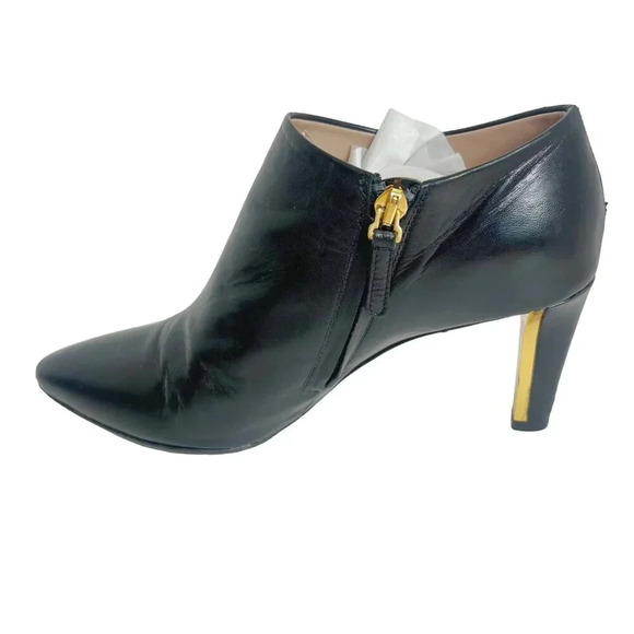Chloe RARE Black Leather Heeled Booties Gold Detailing Women's Size 36.5 EU 6.5 - Picture 4 of 14